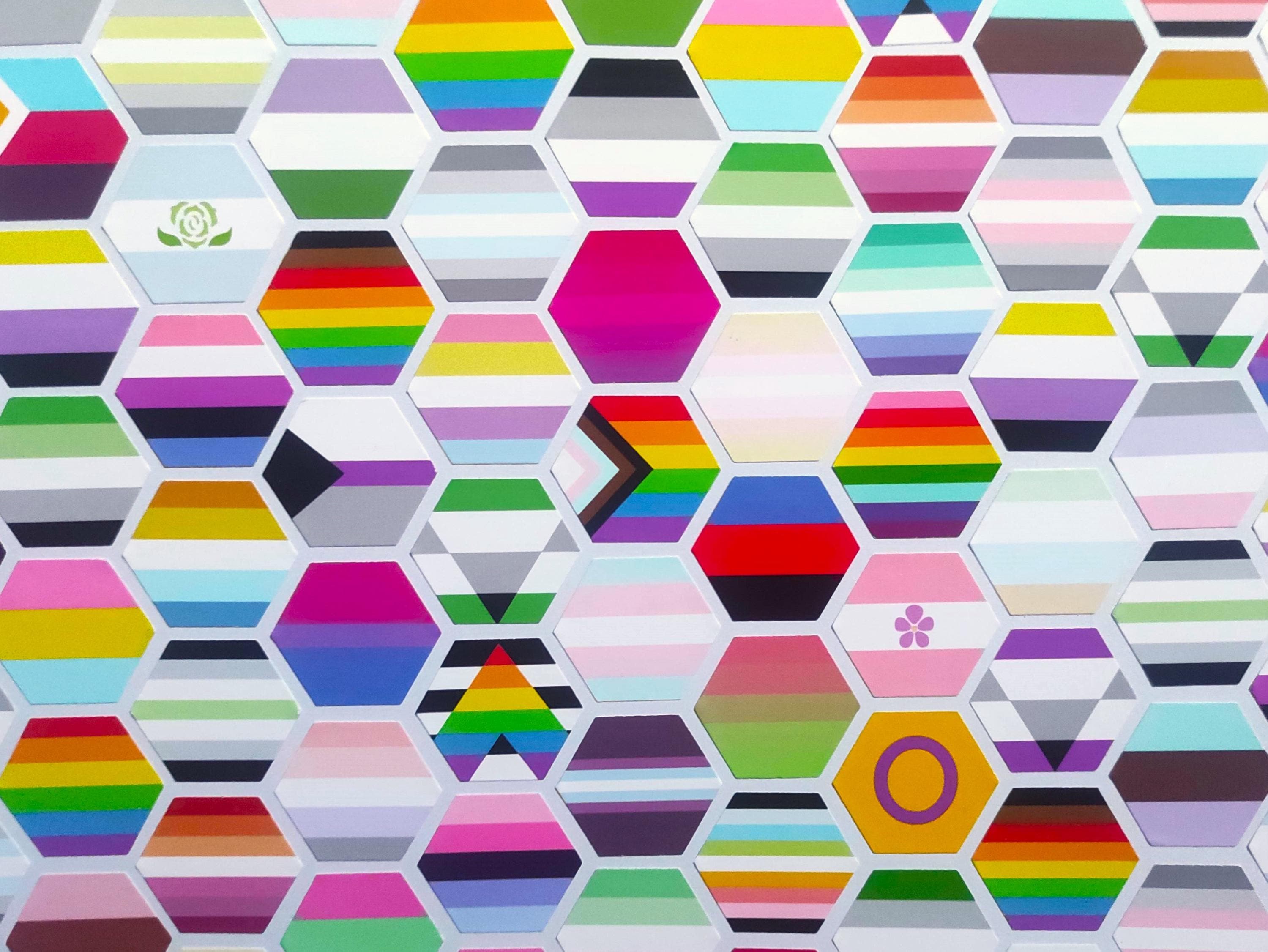 1in Hexagon Sticker - LGBTQ+ Handmade Pride Flag Vinyl Stickers - Etsy