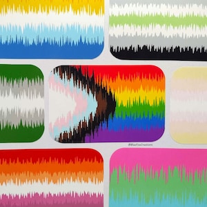 50x75mm/2x3in Stickers - Jumbo LGBTQ+ Handmade Soundwave Subtle Pride Flag Vinyl Stickers