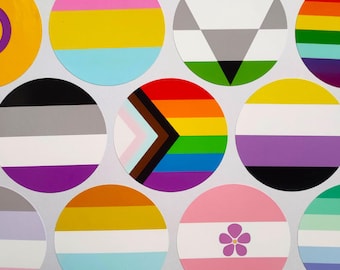 2.5in Circle Sticker - LGBTQ+ Handmade Pride Flag Vinyl Stickers