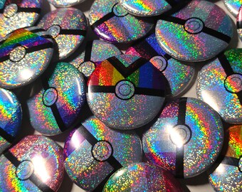 Brokatowa przypinka 1,25 cala – ręcznie robiona holograficzna przypinka z flagą LGBTQ+ Pride Poke Ball