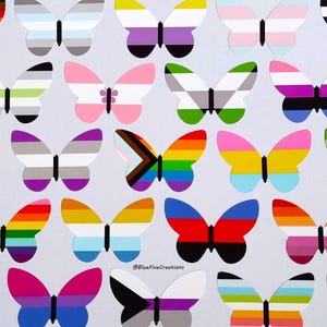 Vlinderstickers 37 mm/1,5 inch - LGBTQ+ handgemaakte Pride Flag-vinylstickers