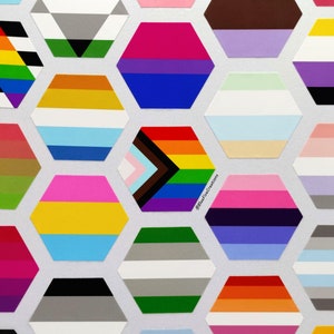 Handmade LGBTQ+ 1.5in Hexagon Pride Flag Stickers