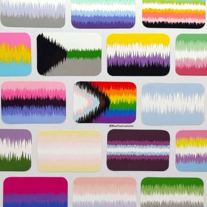 25x37mm/1x1.5in Stickers - LGBTQ+ Handmade Soundwave Subtle Pride Flag Vinyl Stickers