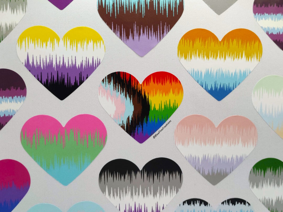 2.5in Heart Sticker - LGBTQ+ Handmade Pride Flag Soundwave Vinyl ...