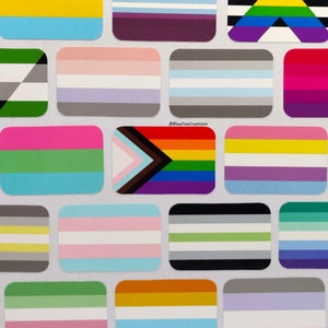 Handmade LGBTQ+ 1x1.5in/25x37mm Pride Flag Stickers