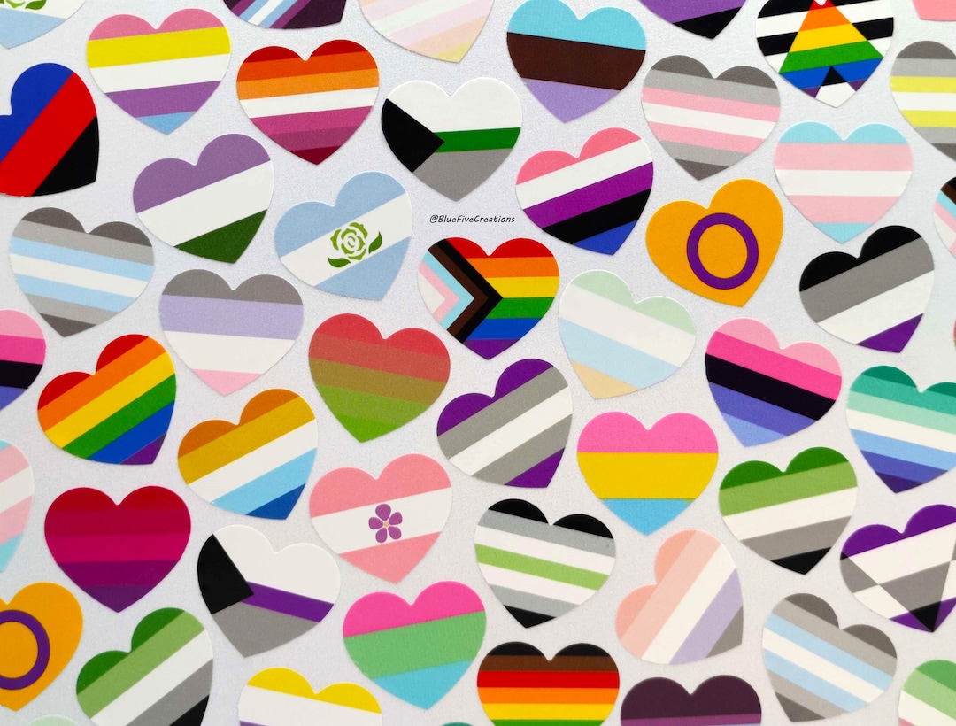 1in Heart Sticker - LGBTQ+ Handmade Pride Flag Vinyl Stickers - Etsy