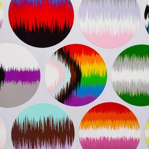 63mm/2.5in Circle Stickers - Jumbo LGBTQ+ Handmade Soundwave Subtle Pride Flag Vinyl Stickers