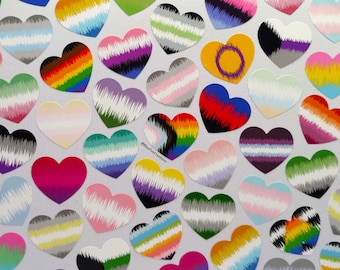 1 en Corazón Pegatina - Pegatinas de vinilo hechas a mano con la bandera del orgullo LGBTQ+ Soundwave