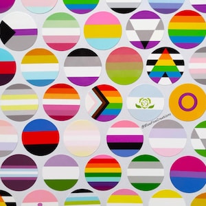 25mm/1in Circle Stickers - Small LGBTQ+ Handmade Pride Flag Vinyl Stickers