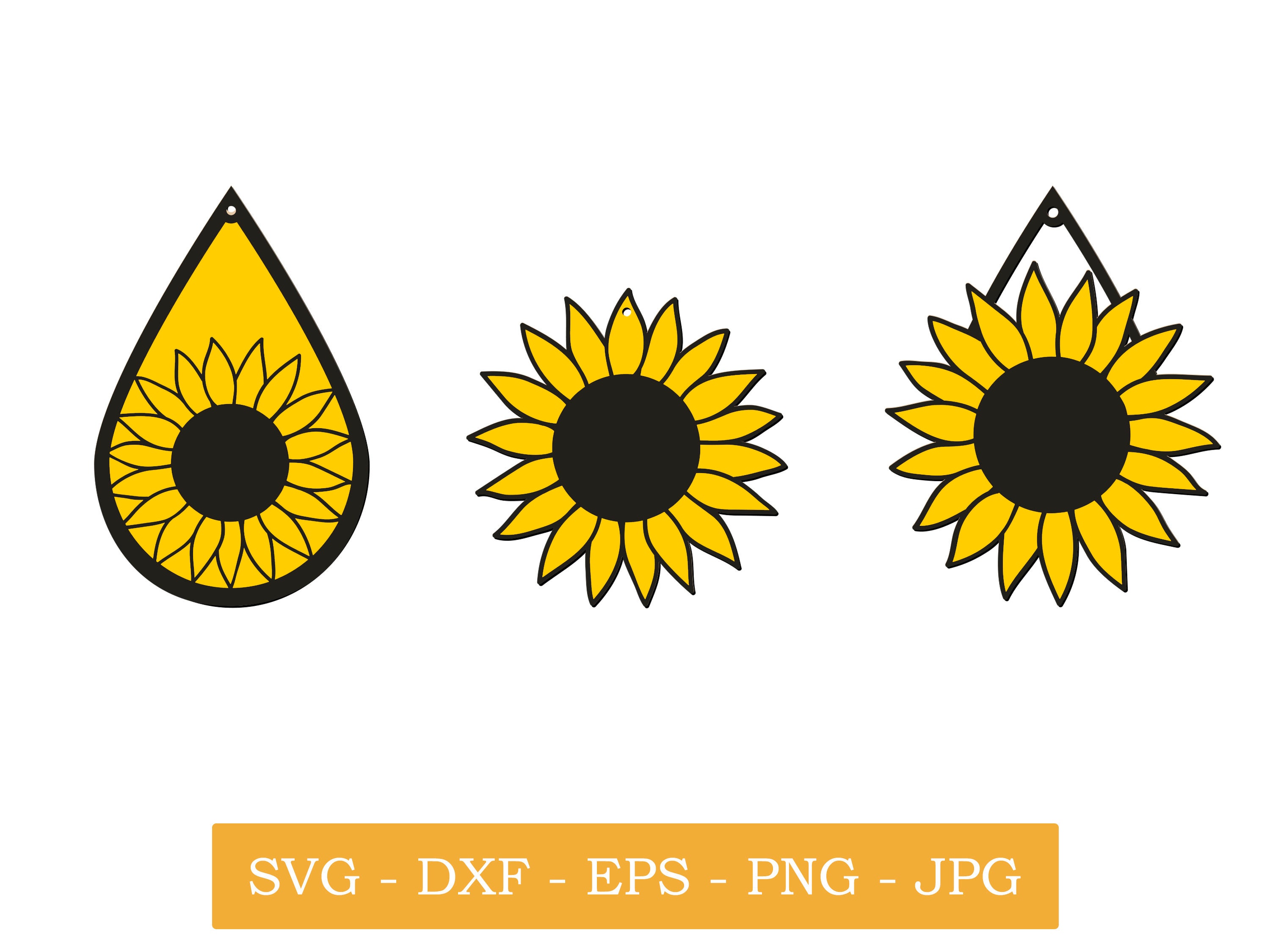Sunflower earring svg Faux leather earring svg files Etsy