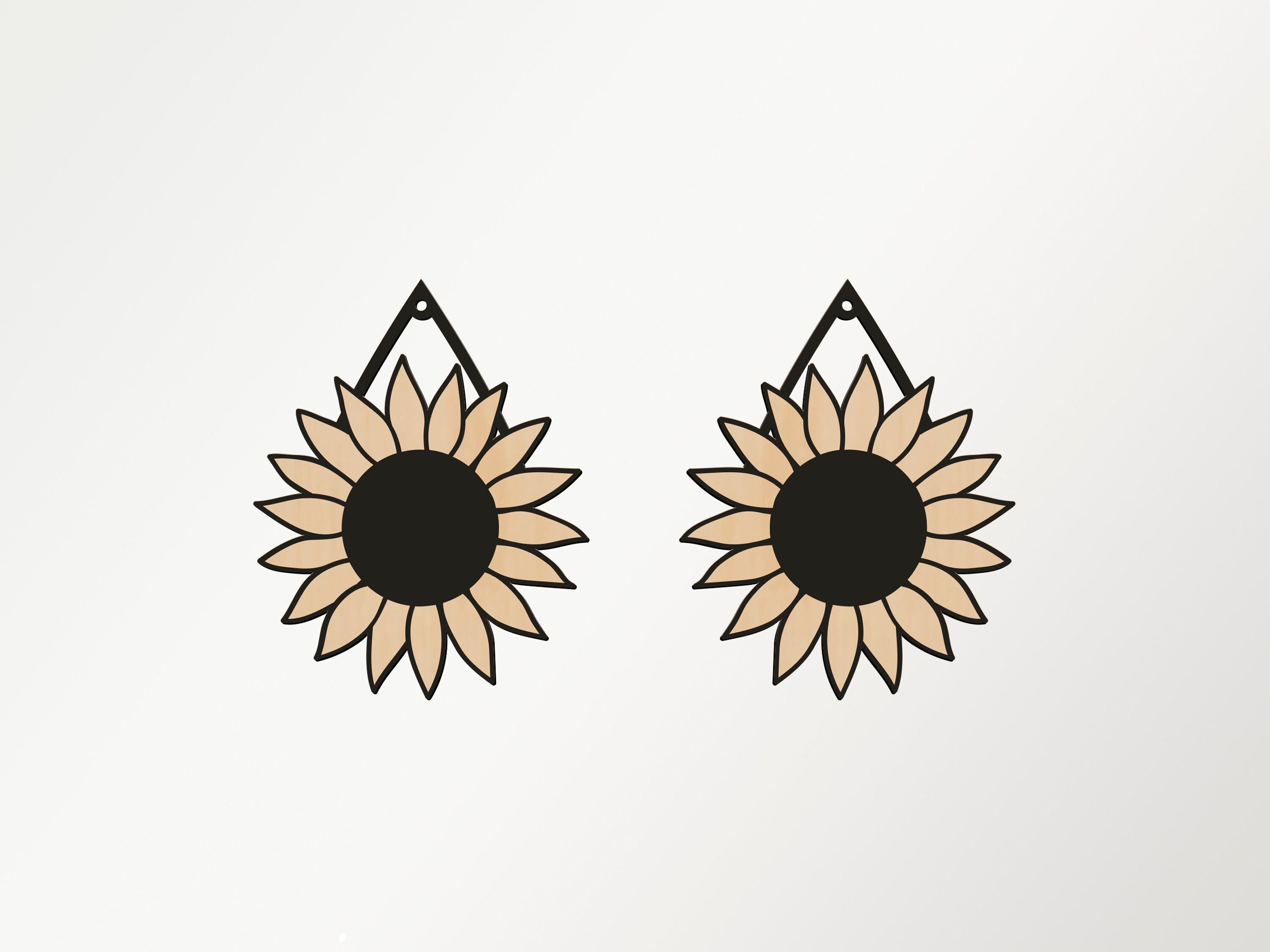Sunflower earring svg Faux leather earring svg files Etsy
