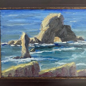 11&quot;x14&quot; Original Oil Painting Enpleinair Oregon Coast - Sea Lion Rock - View from Ecola State Park - Cannon Beach - Oil On Canvas Panel
