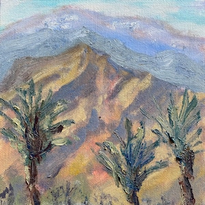 6&quot;x8&quot; Original Pleinair Oil Painting Cabazon, California Palms