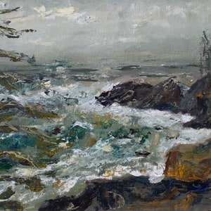 11&quot;x14&quot; Original Pleinair Oil Painting Oregon Coast - Depoe Bay After the Storm
