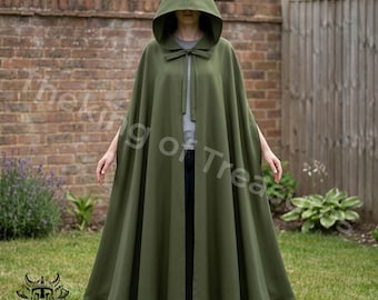 Mittelalterlicher Kapuzen Umhang, Renaissance Fantasy Umhang für Frauen, Elfen Smaragdgrüner Mantel, LARP Ren Faire Cosplay Kostüm