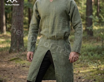 Renfaire Tunic, Viking Cosplay Celtic Tunic Dress, Linen Medieval Tunic, Renaissance Tunic, Viking Long Shirt for Men, Viking Gifts for Men