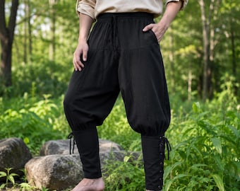 Wikinger-Haremshosen für Herren, mittelalterliche Schnürhosen, Renaissance-Piratenhosen, LARP-Cosplay-Kostümhosen