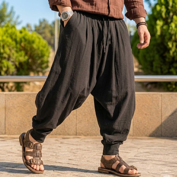 Viking Harem Pants for Men, Renaissance Trousers, Medieval Larp Costume, Ren Faire Outfit, Loose Cosplay Pants