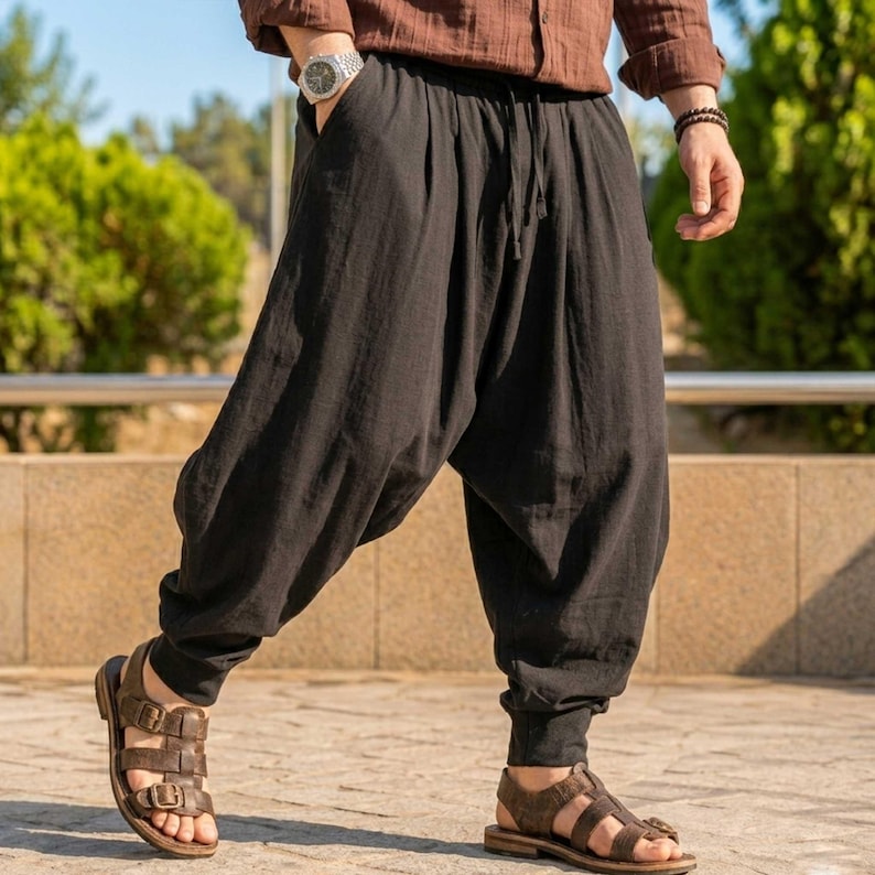 Viking Harem Pants for Men, Renaissance Trousers, Medieval Larp Costume, Ren Faire Outfit, Loose Cosplay Pants