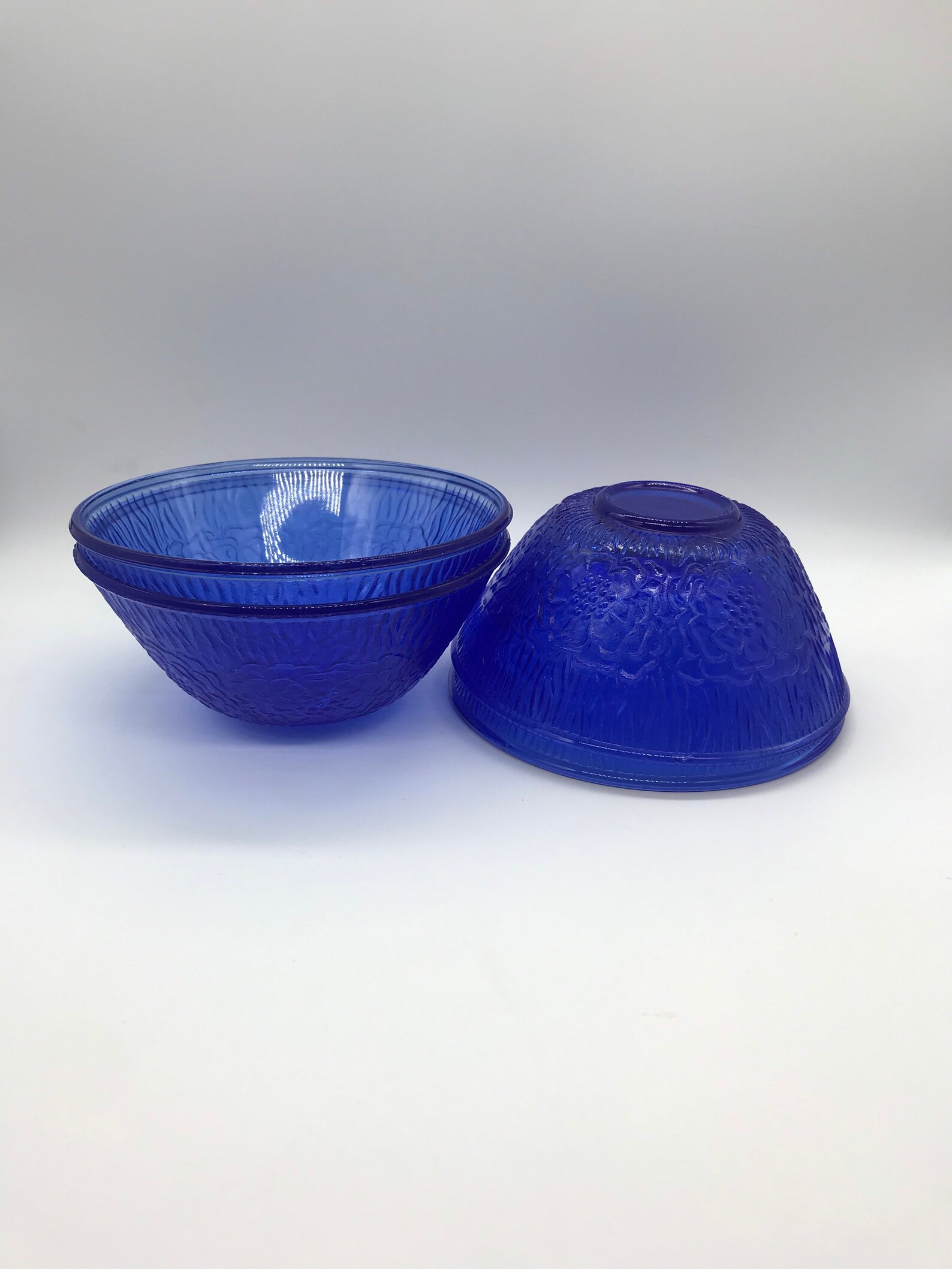 Vintage cobalt blue glass cereal/ fruit bowls with embossed Etsy