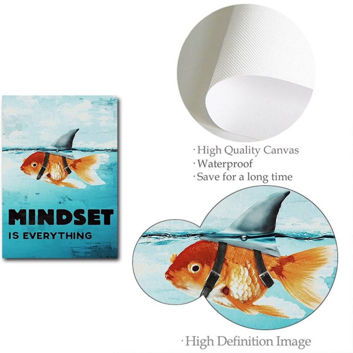 Mindset is Everything Poster Goldfish with Shark Fin Wall Art Etsy