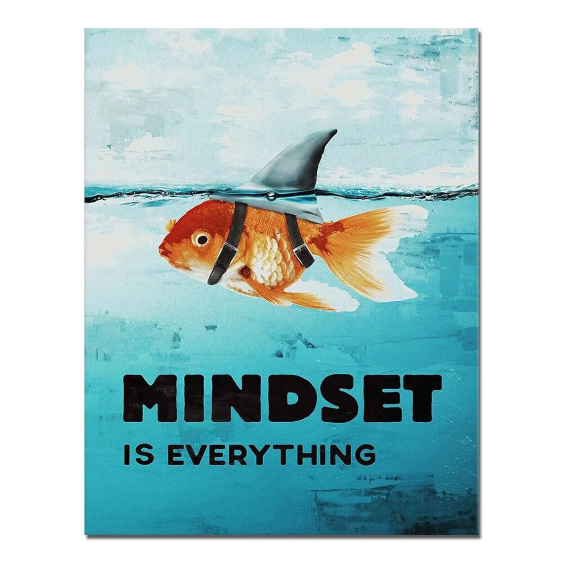 Mindset is Everything Poster Goldfish with Shark Fin Wall Art Etsy