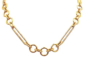 14k Gold Jumbo Mixed Link Chain Necklace-Sculptural Statement Chain