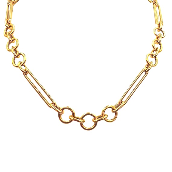 14k Gold Jumbo Mixed Link Chain Necklace-Sculptural Statement Chain