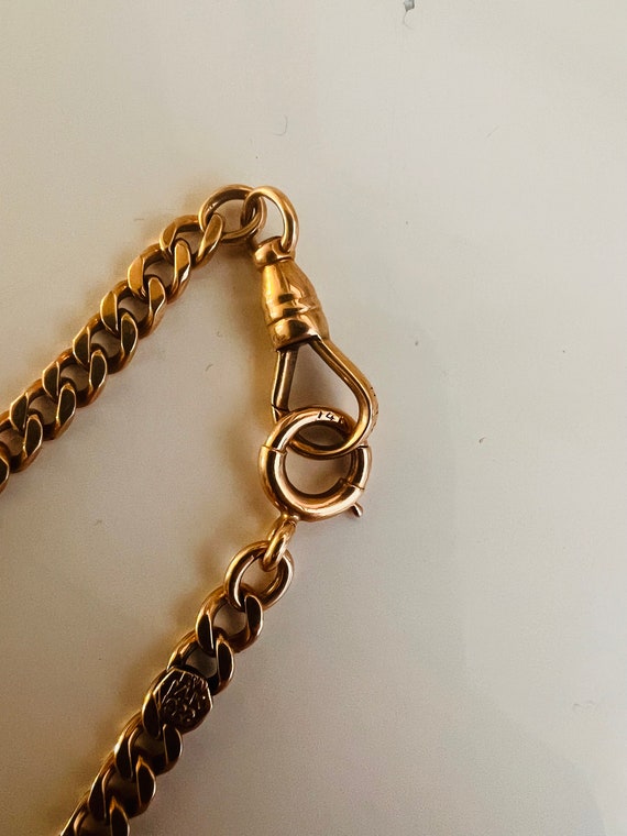 Vintage Rare Antique Gold Double Hook Curb Pocket… - image 6
