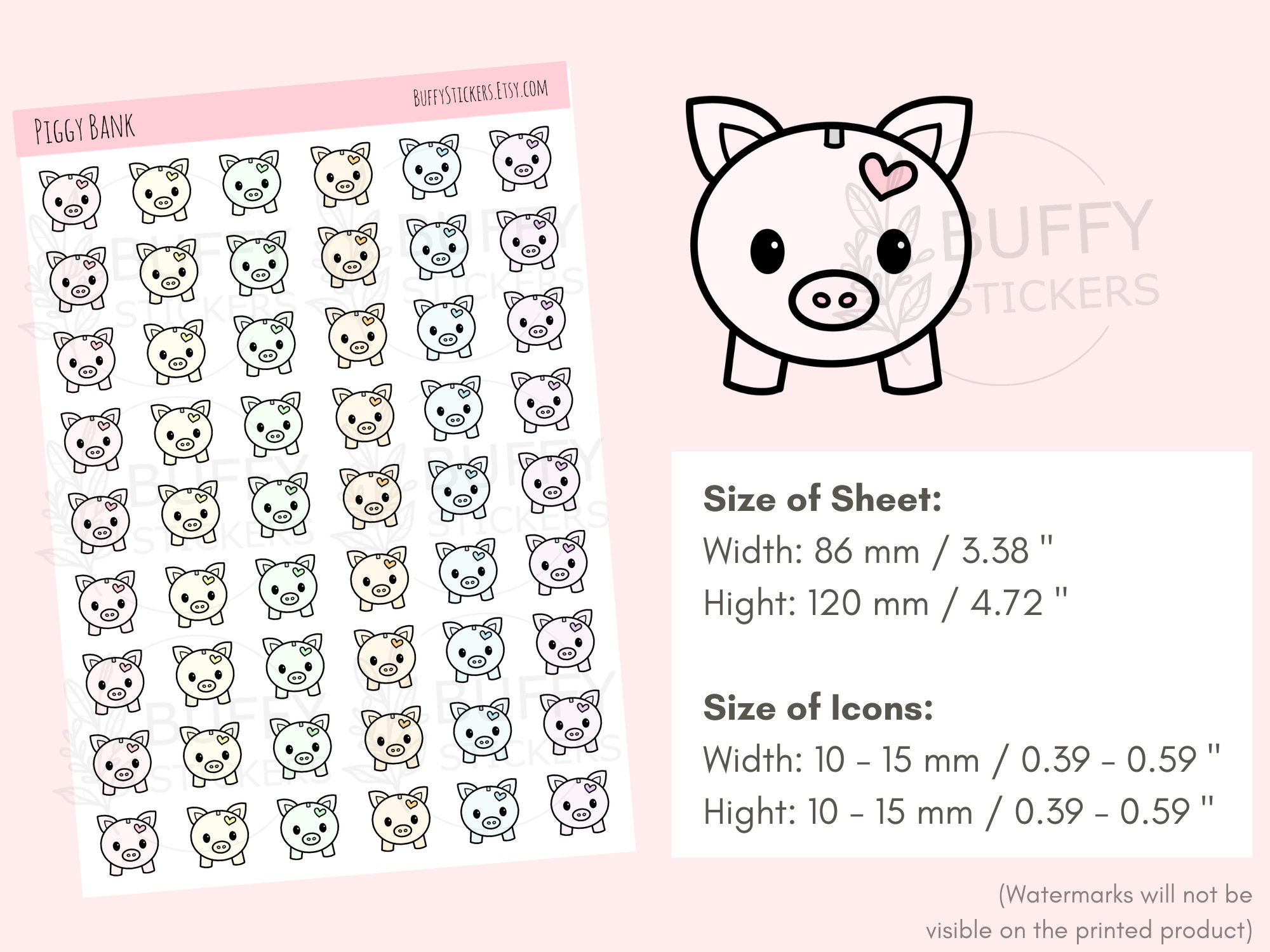 Piggy Bank mit Herz / Geld sparen Planer Icons Aufkleber ...