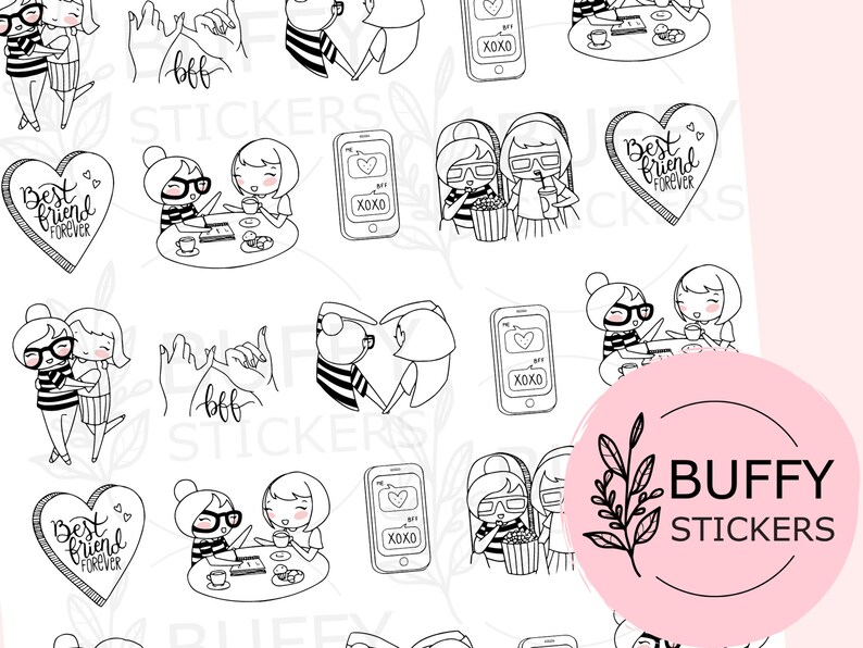 BFF Best Friends Planner Girl Stickers | Etsy