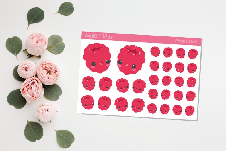 Raspberry Emoji Sticker Sheet Etsy