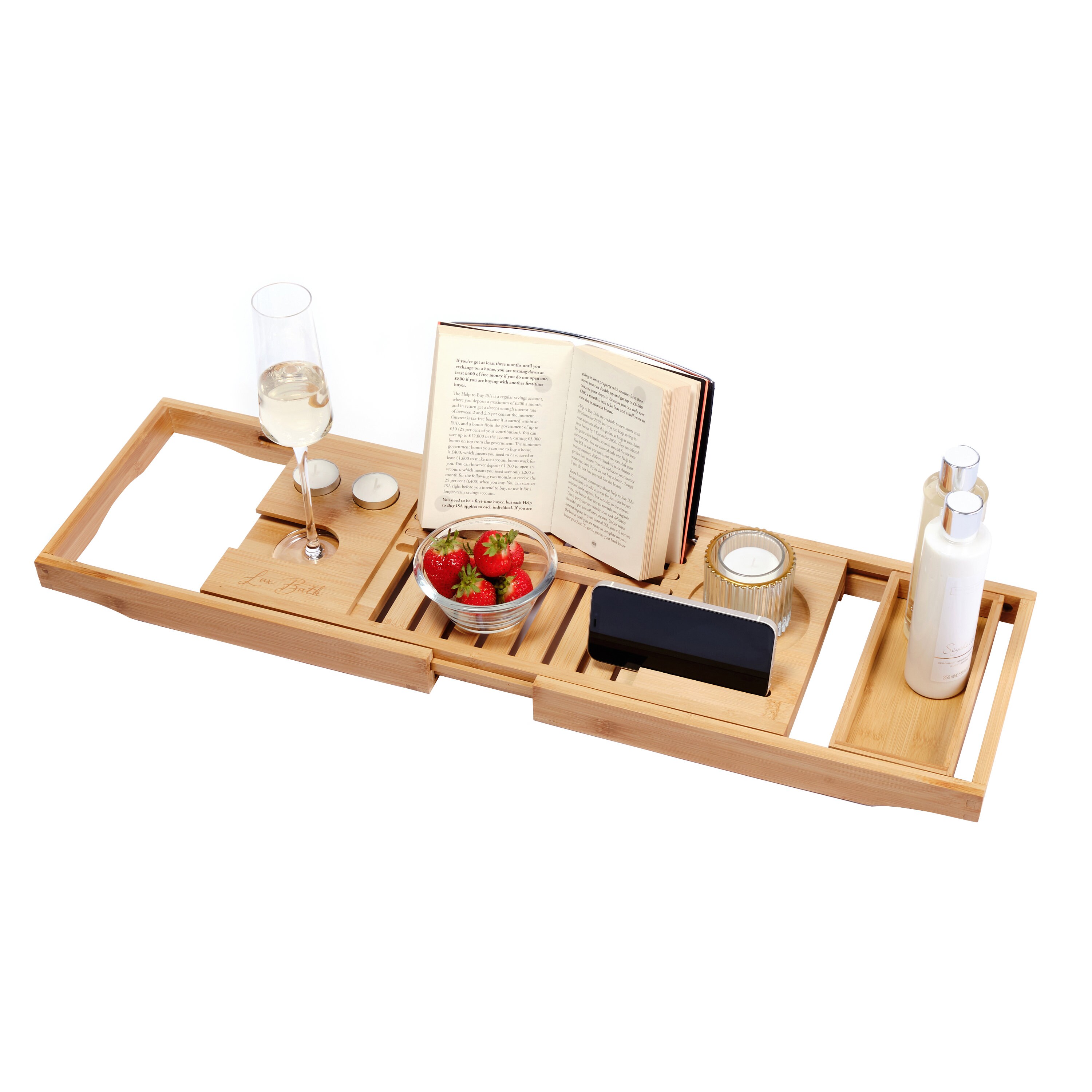 Lux Bath Bamboo Extendable Bath Tray. Home Spa Experience Etsy UK