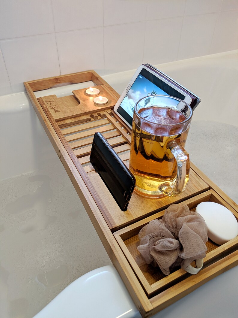 Lux Bath 100 Bamboo Extendable Bath Tray. Home Spa Experience Etsy UK