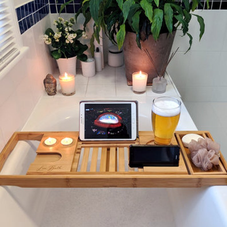 Lux Bath 100 Bamboo Extendable Bath Tray. Home Spa Experience Etsy UK