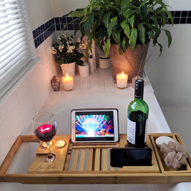 Lux Bath 100 Bamboo Extendable Bath Tray. Home Spa Experience Etsy UK
