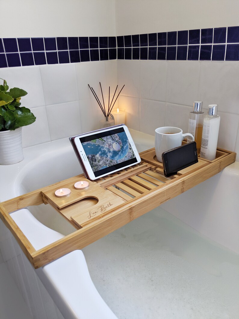 Lux Bath 100 Bamboo Extendable Bath Tray. Home Spa Experience Etsy UK