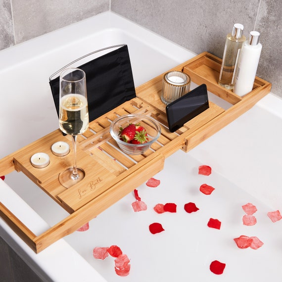 Lux Bath 100 Bamboo Extendable Bath Tray. Home Spa Experience Etsy