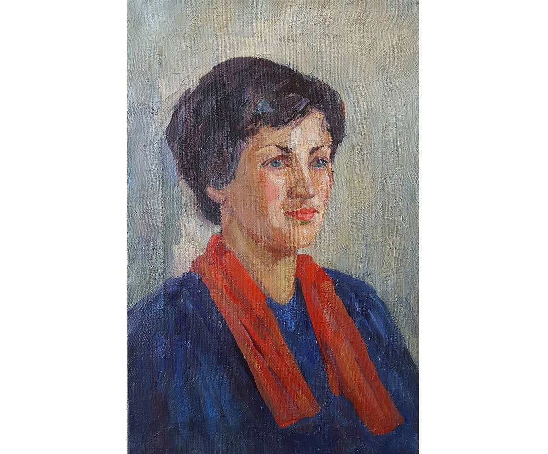 FEMALE PORTRAIT, Original Oil Painting on Canvas by Soviet Ukrainian ...