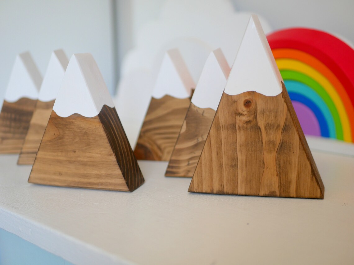 Set of 6 Wooden Mountains Mini Mountains Mountain Blocks Etsy