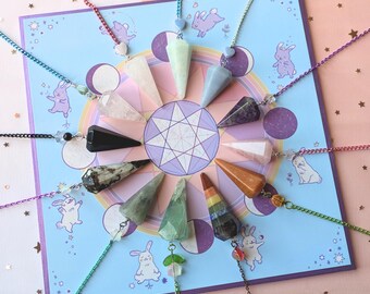 Crystal Quartz Pendulum and Moon Rabbit Pendulum Board Set