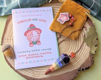 Péndulo de sanación y equilibrio de chakras, péndulo de adivinación de cuarzo cristal arcoíris, herramienta de sanación con cristales de chakras, herramienta de brujería Cottagecore