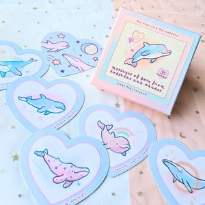 Oracle-kaarten dolfijn en walvis, indie-kawaiiberichten