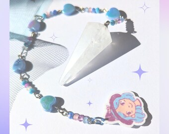 Handmade Crystal Quartz Divination Pendulum, Witch Altar Tool