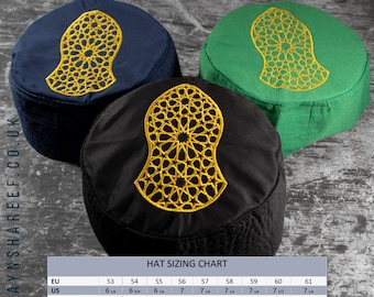 Geometric Cotton Kufi Hat: Islamic Nalayn Design