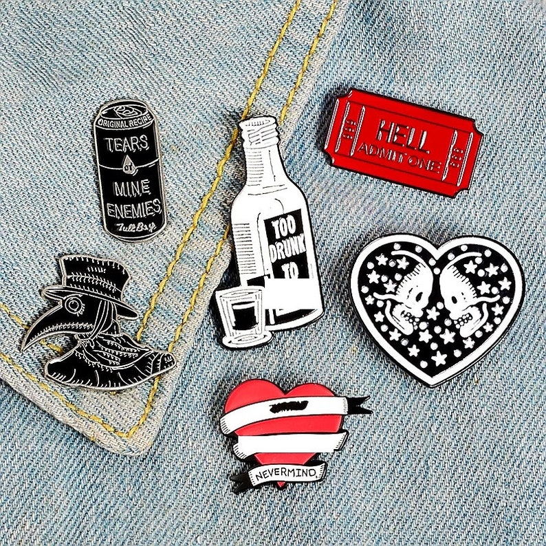 Hard Enamel Pin Punk Collection / Cool Enamel Pins / Hat Pin / | Etsy