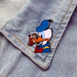 Donald Duck With Chip and Dale Rescue Rangers Cartoon Character Enamel Pin,Custom Enamel Pin, Hat Pin,Bag Pin,Lapel Pin,Cute Enamel Pin