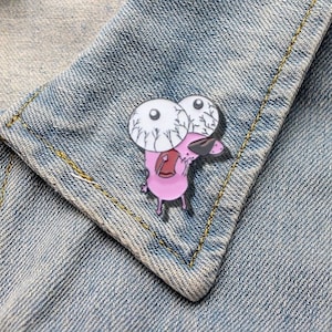 Courage the Cowardly Dog Big Eyed Cowardly Enamel Lapel Pin , Cartoon Enamel Pin , Cute Enamel Pin , 90s Cartoon , Character Enamel Pin