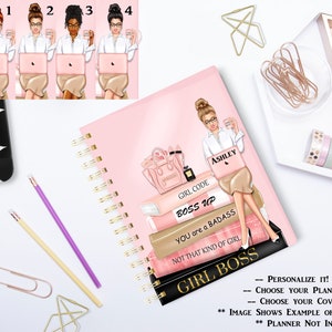 Personalized Girl Boss Planner Cover Set: Fashionista Accessories