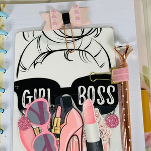 Girl Boss Glam loaded pocket page marker, planner dashboard, bookmark, planner accessories, 6 Ring bound, handmade, back to school